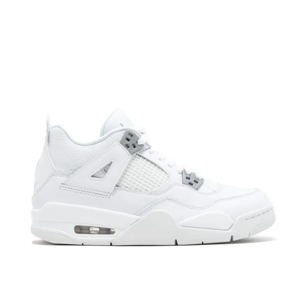 Jordan Boy's White 4 Retro BG 408452-100 Lace Up Casual Sneaker‎ Size 5Y